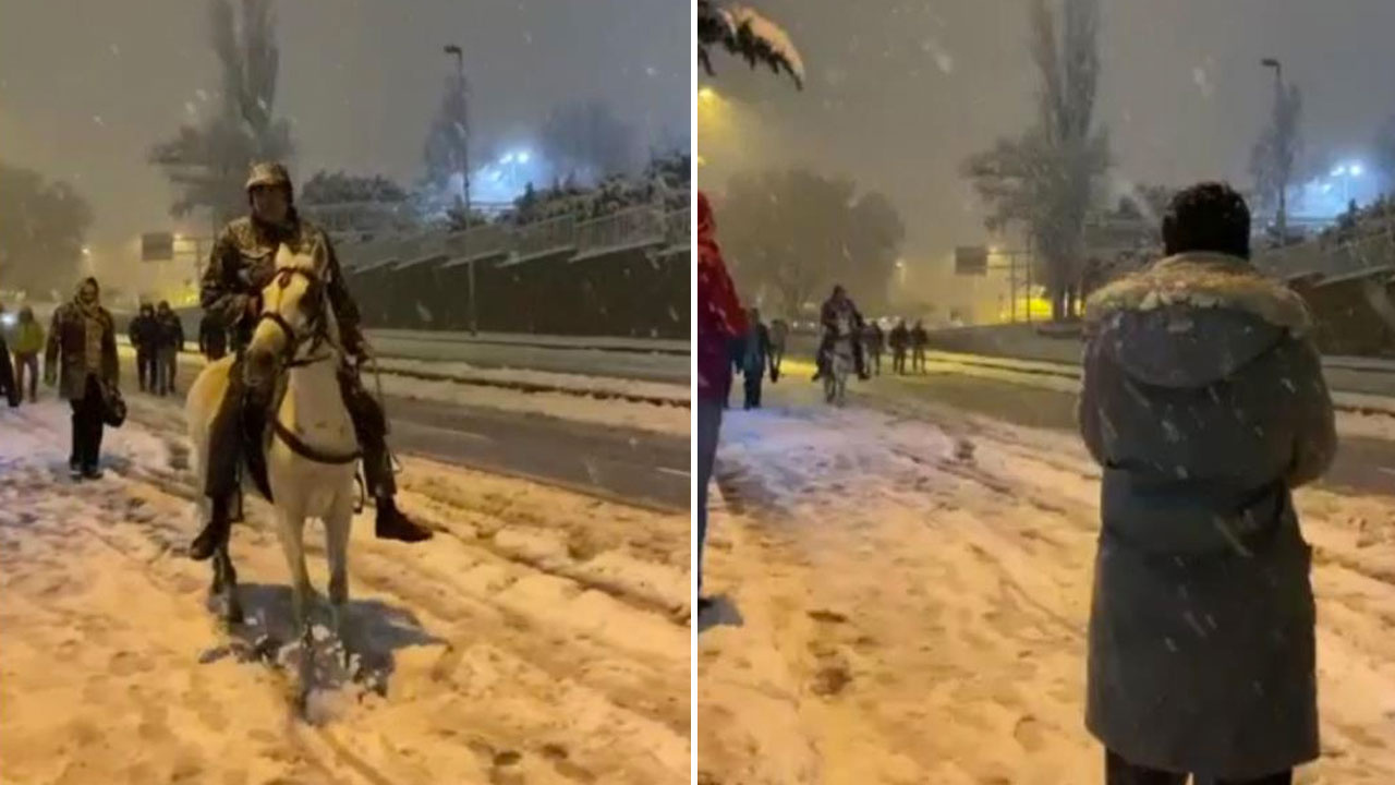 İstanbul Kasımpaşa'da yollar kapanınca atla gezmeye çıktı haberi