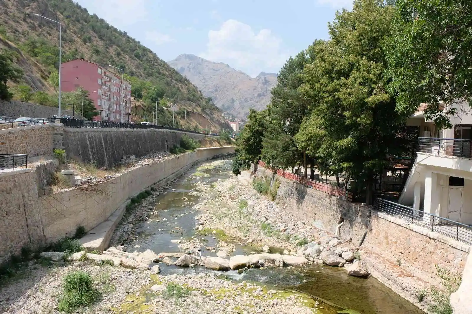 Suları çekilince Harşit Çayı çöplüğe döndü
