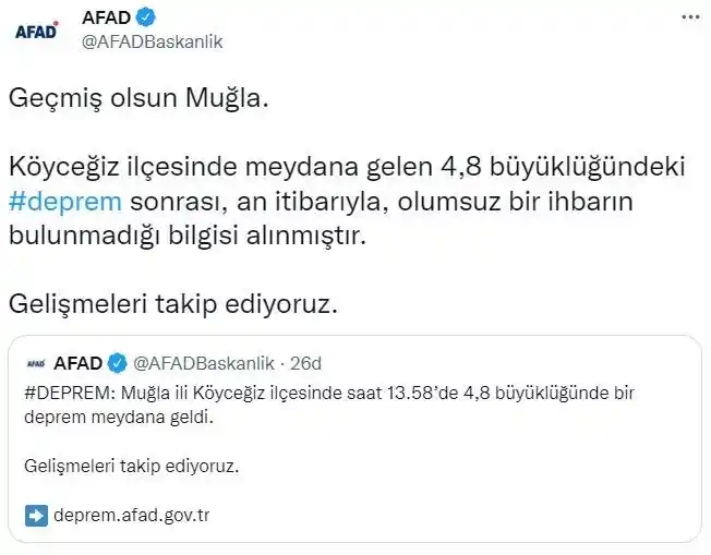 AFAD'dan Köyceğiz depremi açıklaması
