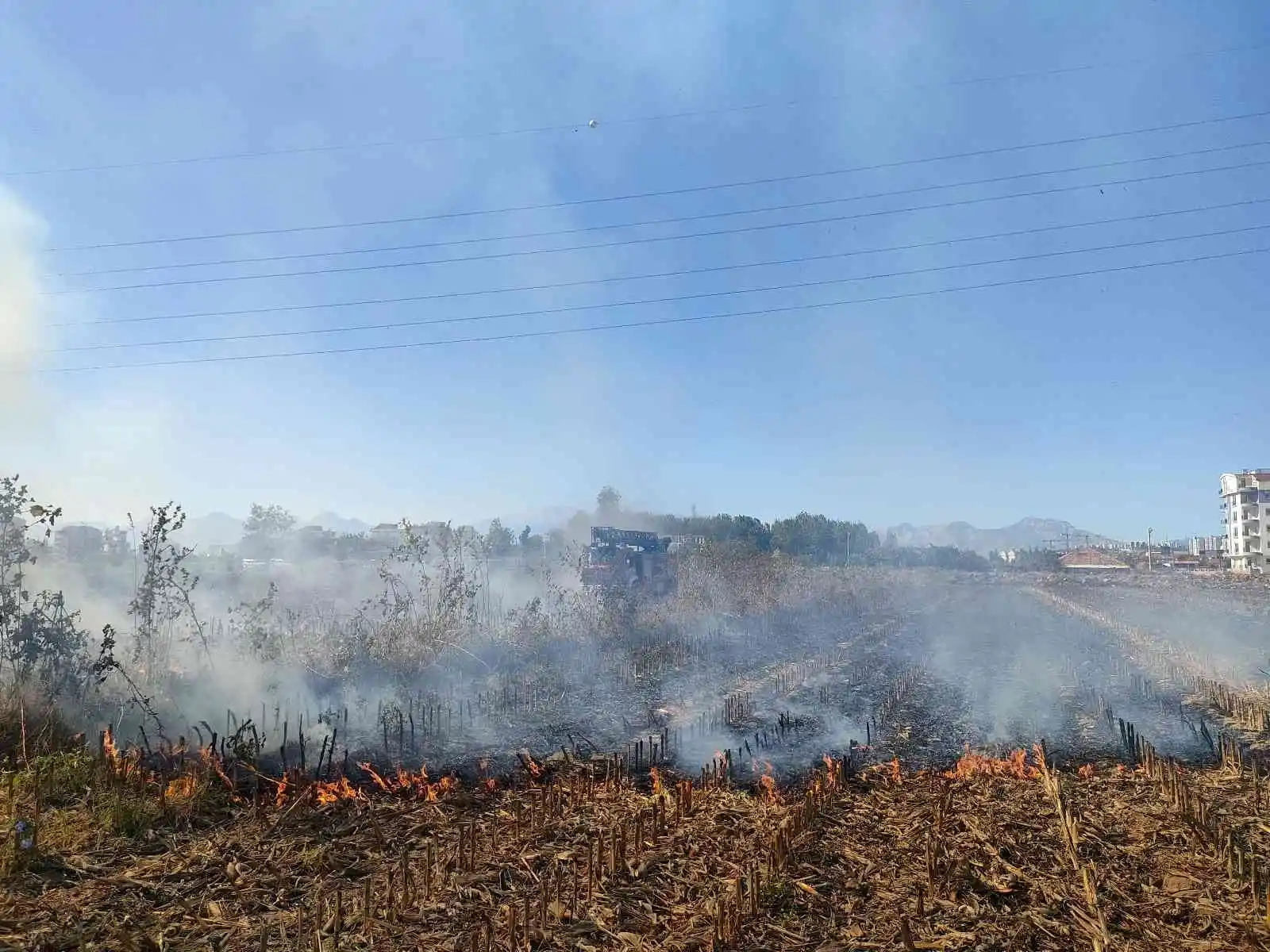 Antalya’da anız yangını itfaiye ekiplerine zor anlar yaşattı