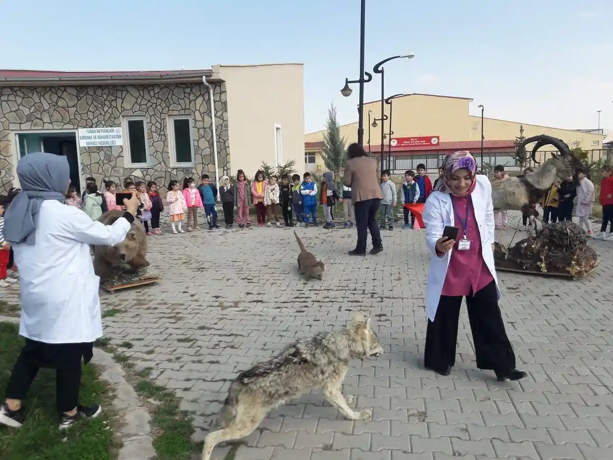 Minik öğrenciler yaban hayvanları rehabilitasyon merkezini ziyaret etti