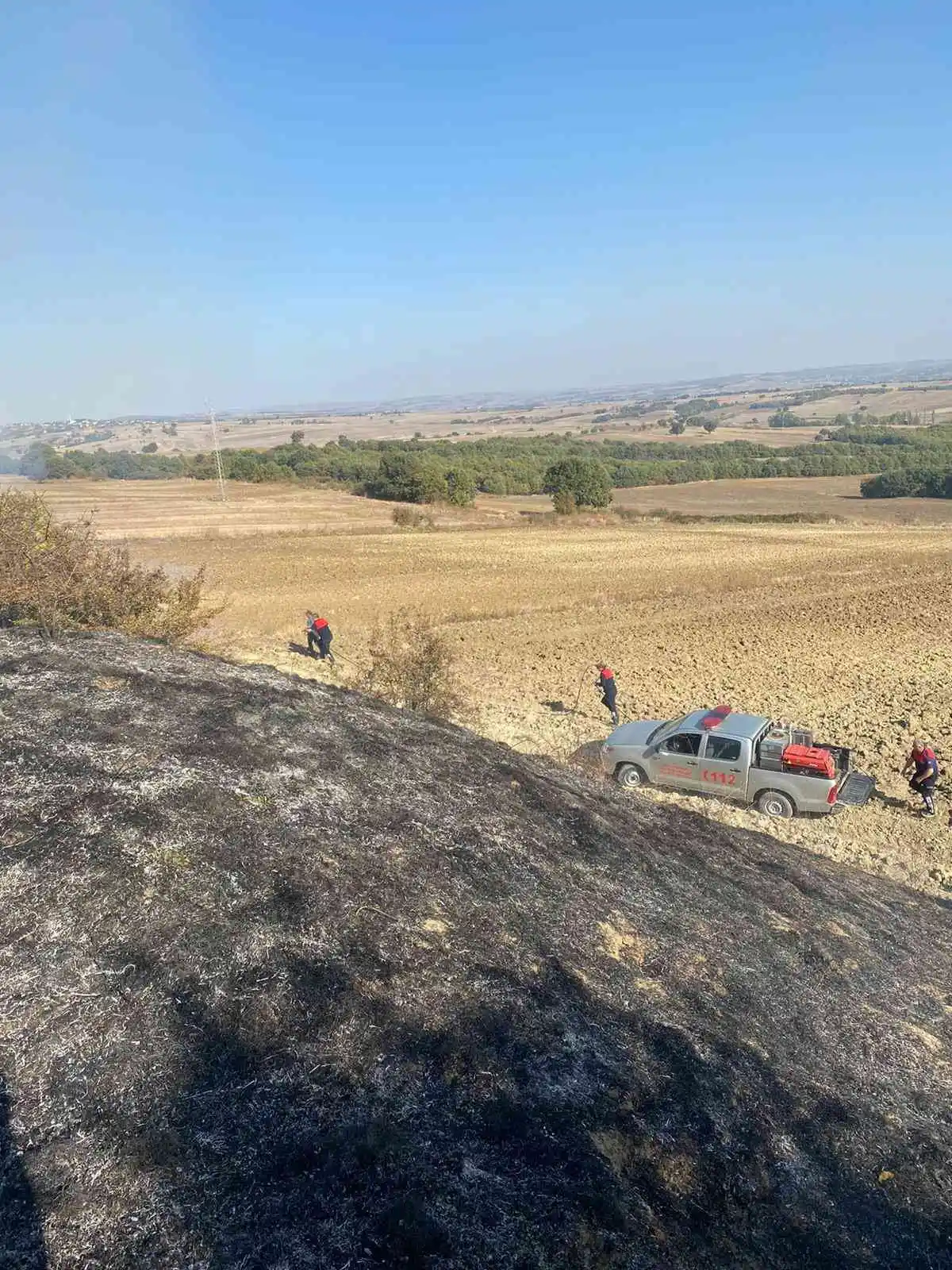 Yol kenarına atılan izmarit yangın çıkardı
