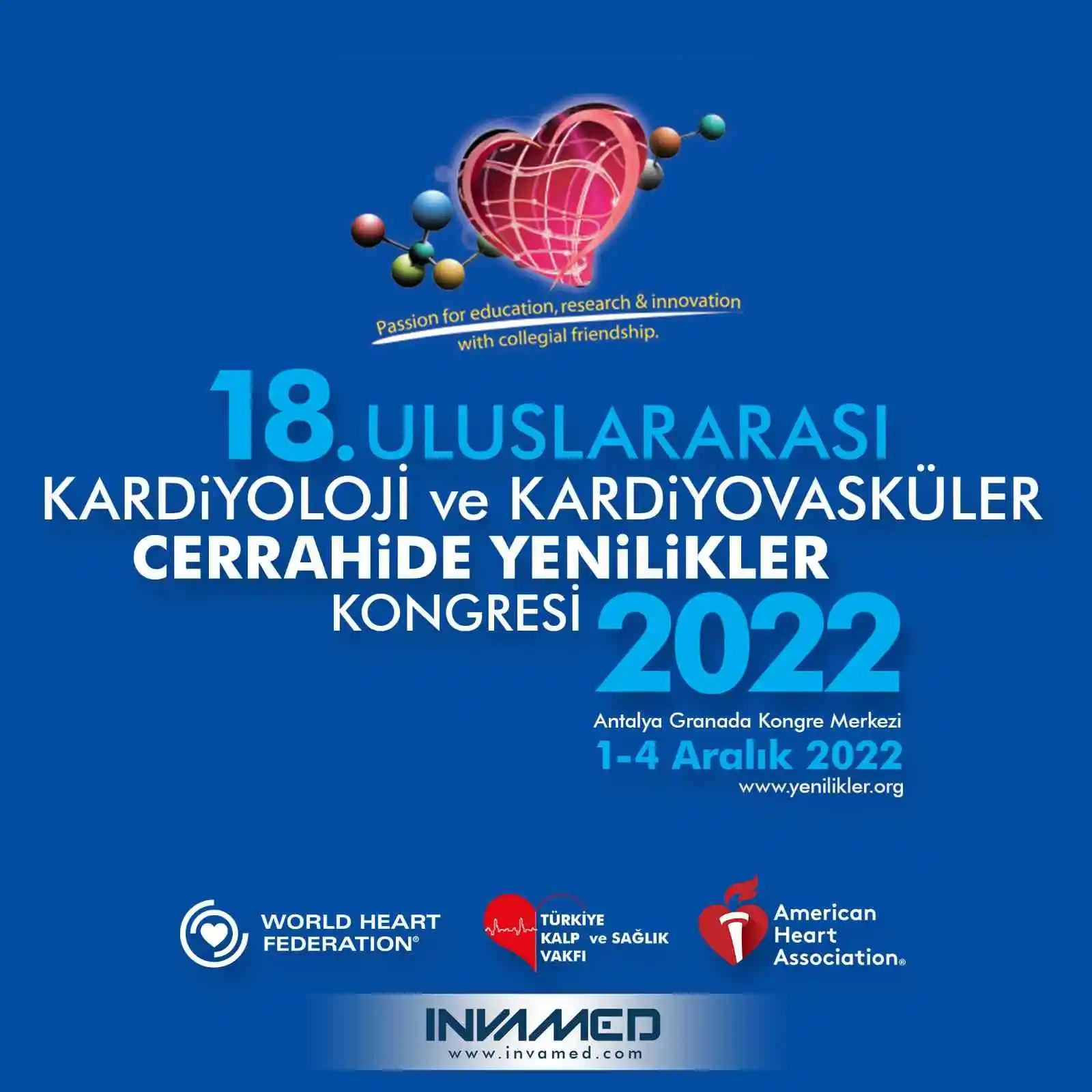 “18’inci Uluslararası Kardiyoloji ve Kardiyovasküler Cerrahide Yenilikler Kongresi” Antalya’da gerçekleştirilecek
