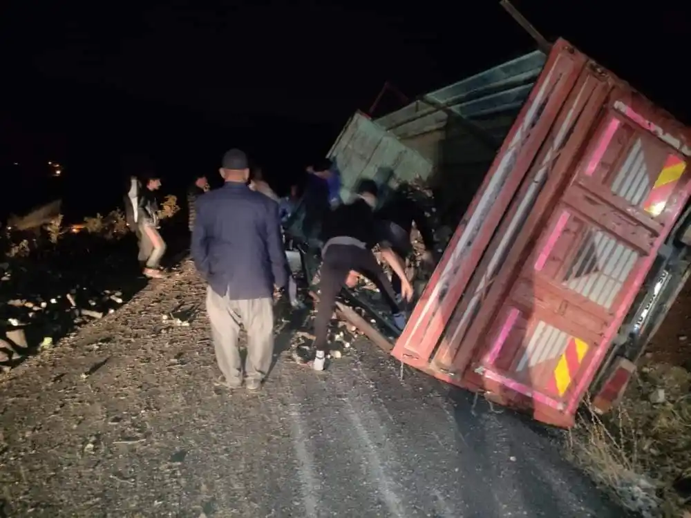 Gercüş’te odun yüklü kamyonet devrildi
