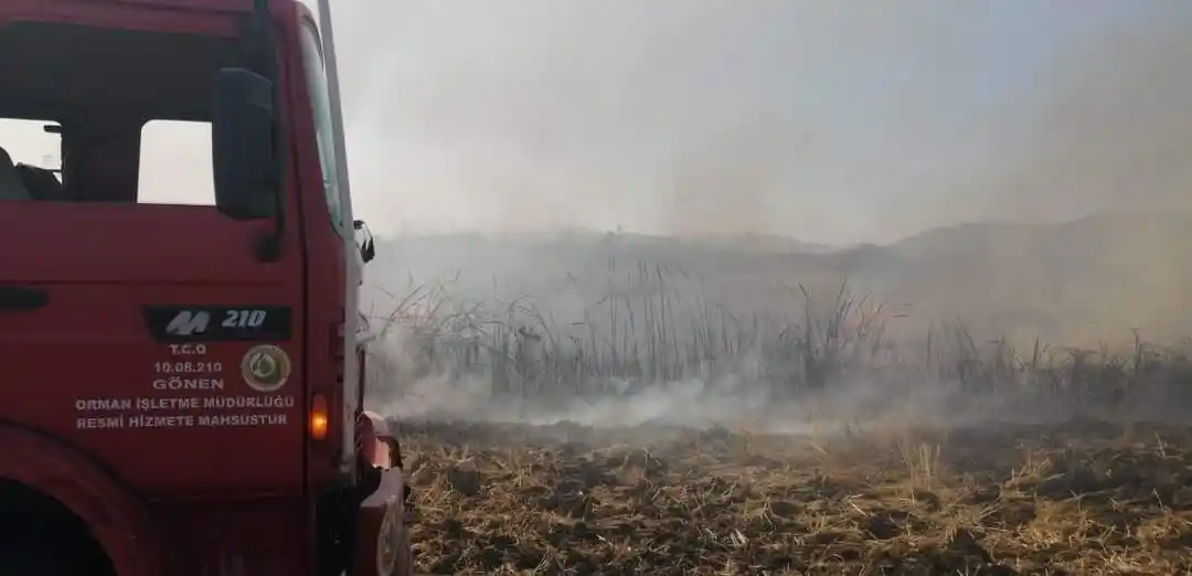 Gönen Bakırlı kırsal mahallesinde yangın çıktı