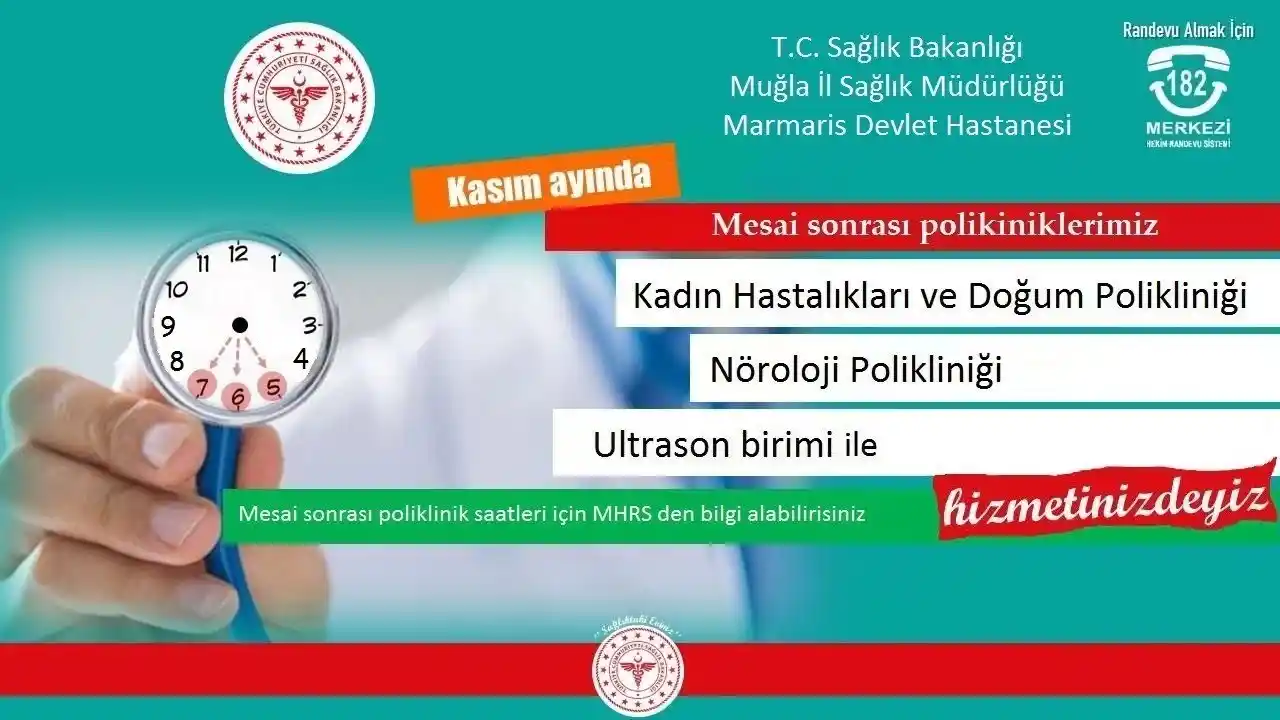 Marmaris Devlet Hastanesi doktorları Kasım ayında mesai saati dışı muayene yapacak