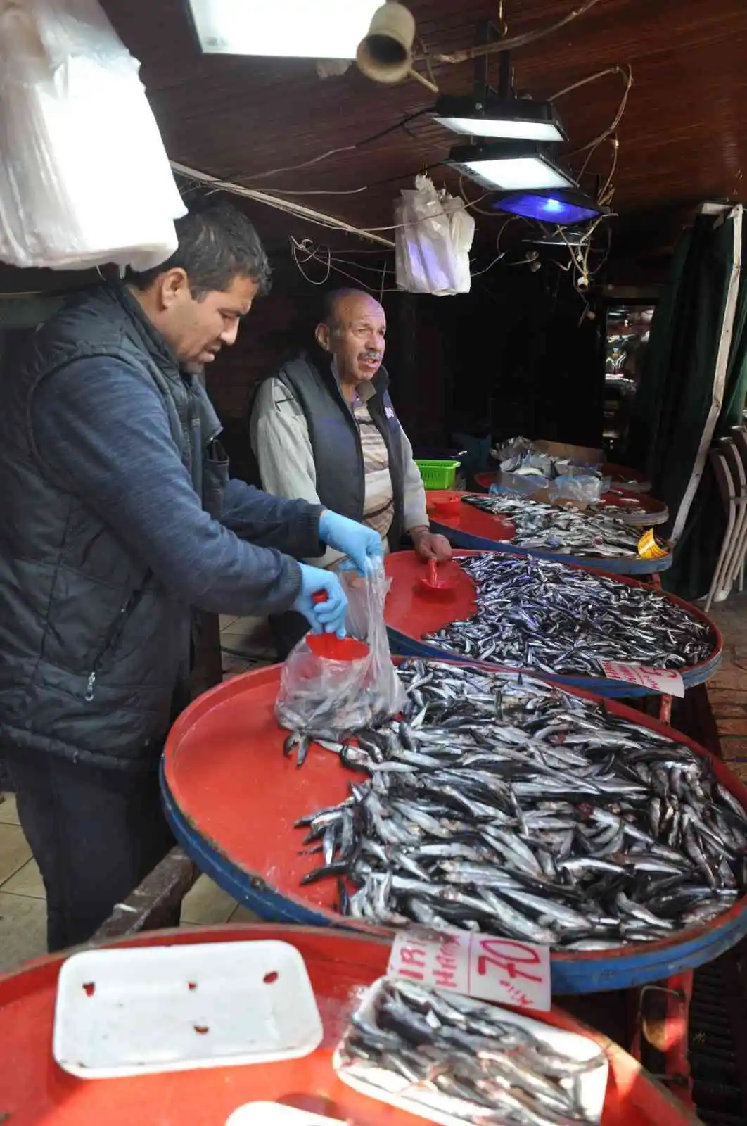 Mudurnu’da pazar tezgahlarında balık bolluğu