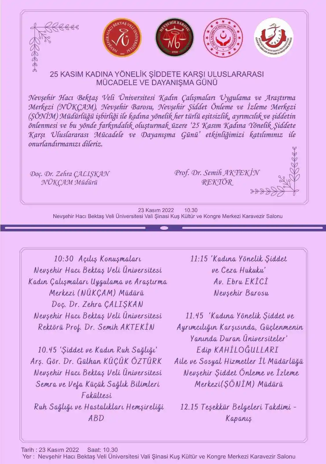 NEVÜ’de ’Kadına Yönelik Şiddete Karşı Uluslararası Mücadele ve Dayanışma Günü’ düzenlenecek

