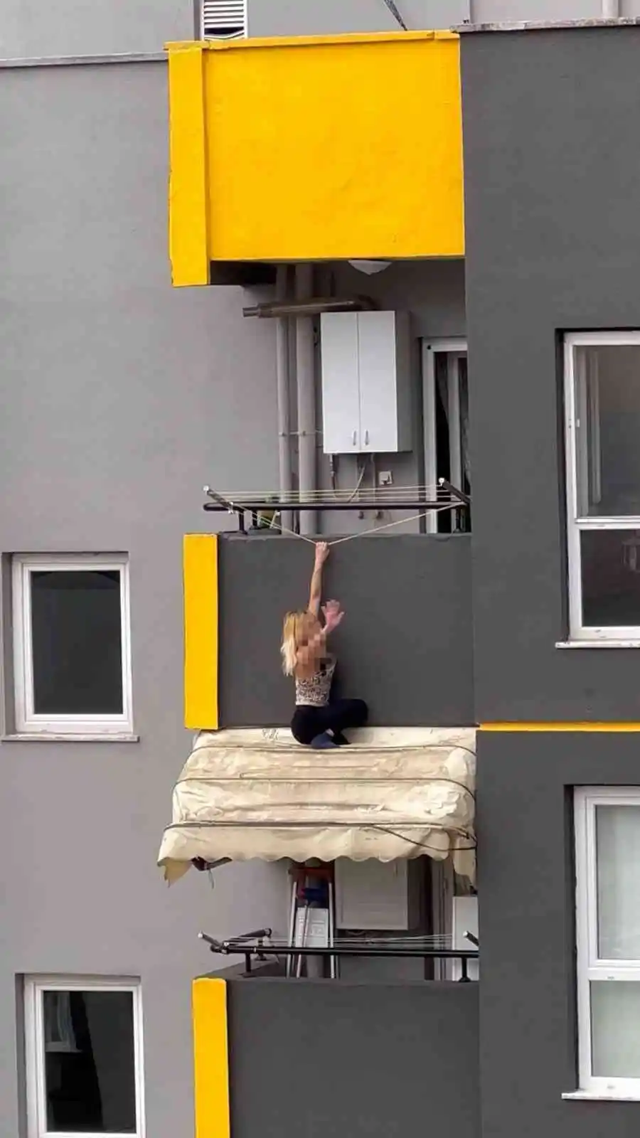 8 katlı binada korku dolu anlar