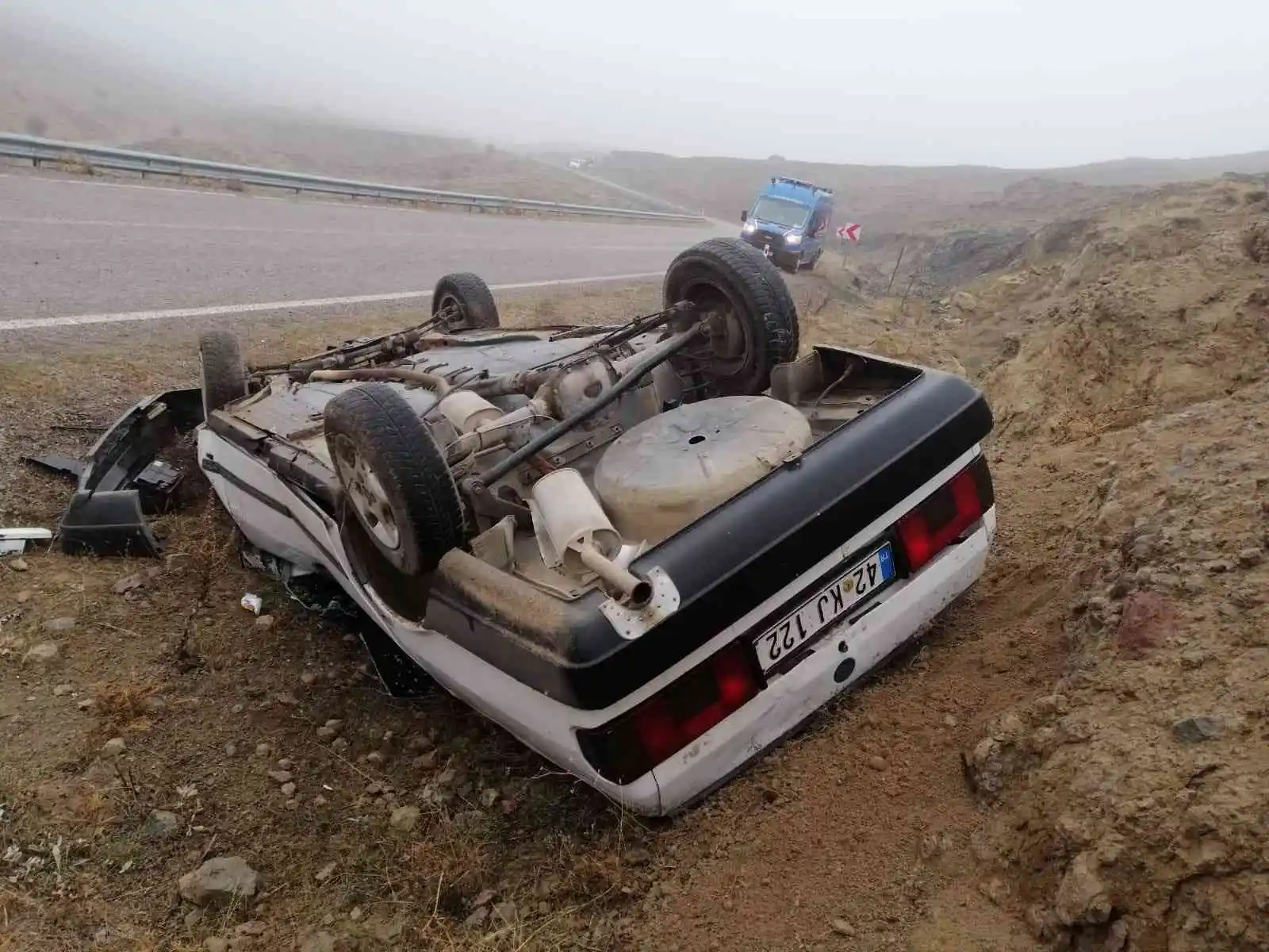 Konya'da otomobil takla attı: 1 yaralı