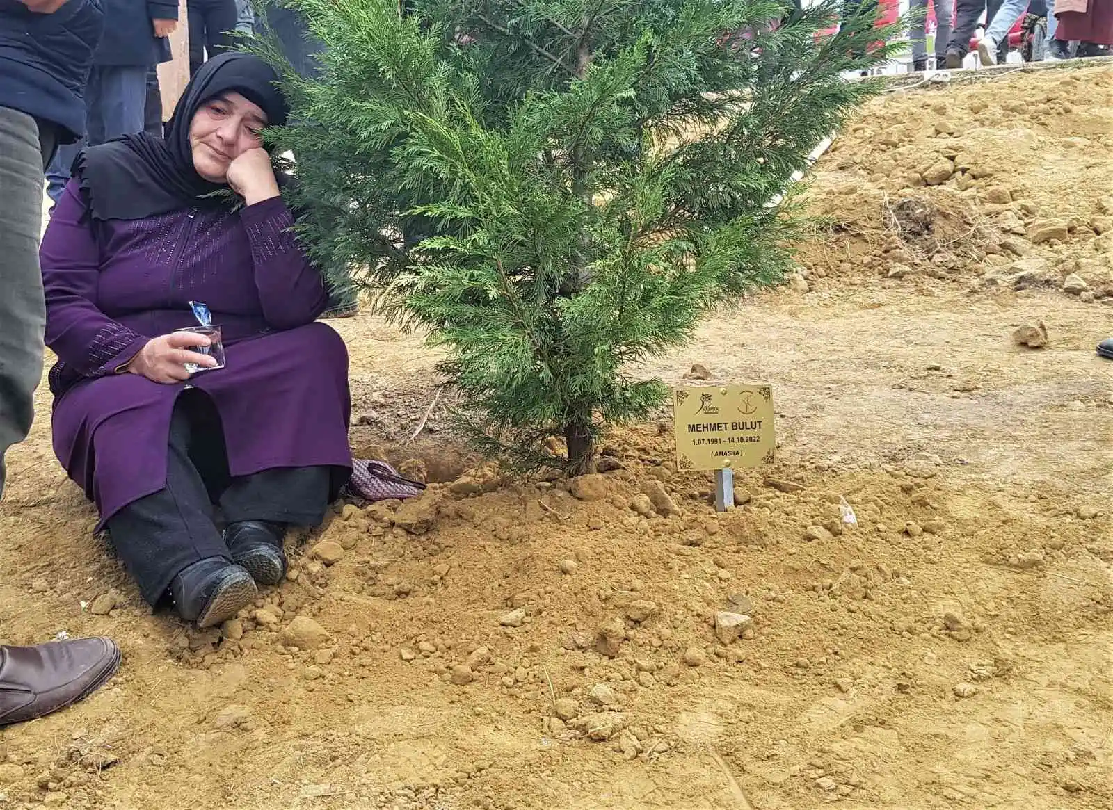 Maden şehitlerinin aileleri fidan dikiminde gözyaşlarına hakim olamadı
