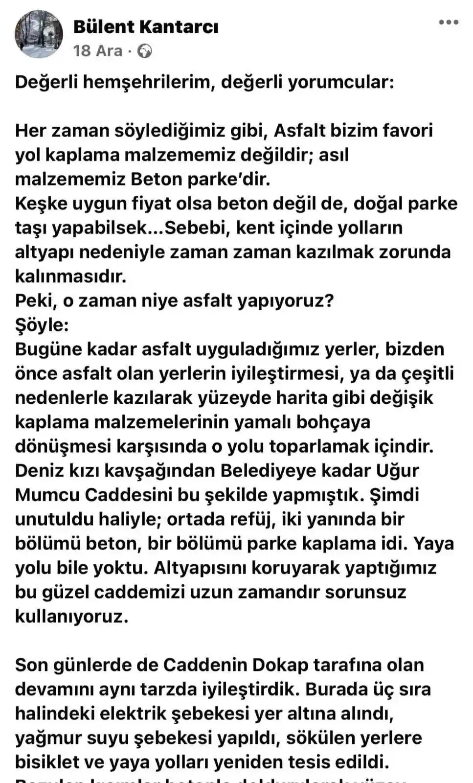 Parkenin üzerine asfalt döktüren belediye başkanı: “Teknik bilgiyi herkesin anlamasını bekleyemeyiz”