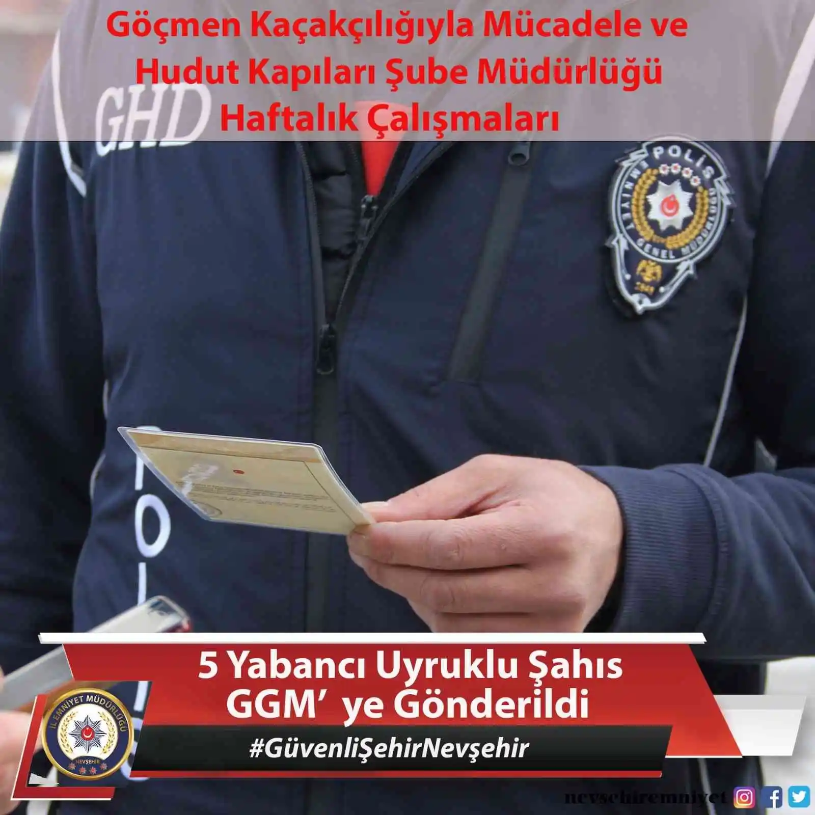 Türkiye'ye yasadışı yollarla giriş yapan 5 şahıs Nevşehir'de yakalandı