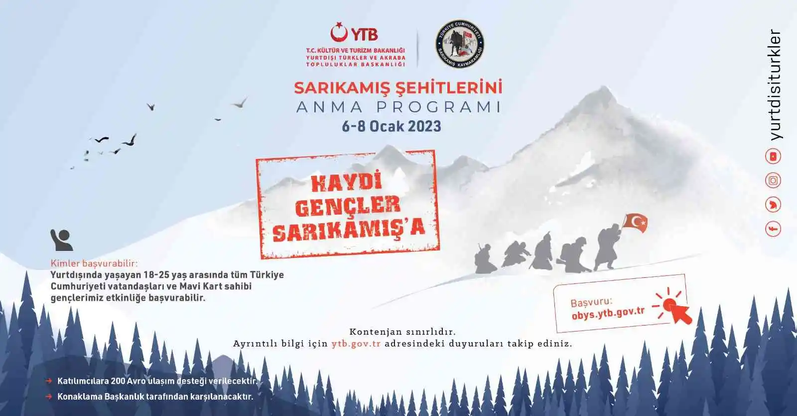 YTB, Avrupa’da yaşayan Türk gençlerini Sarıkamış şehitlerini anma programında buluşturacak
