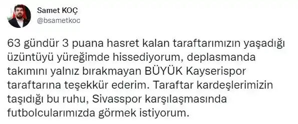Kayserispor Basın Sözcüsü Batuhan Samet Koç: