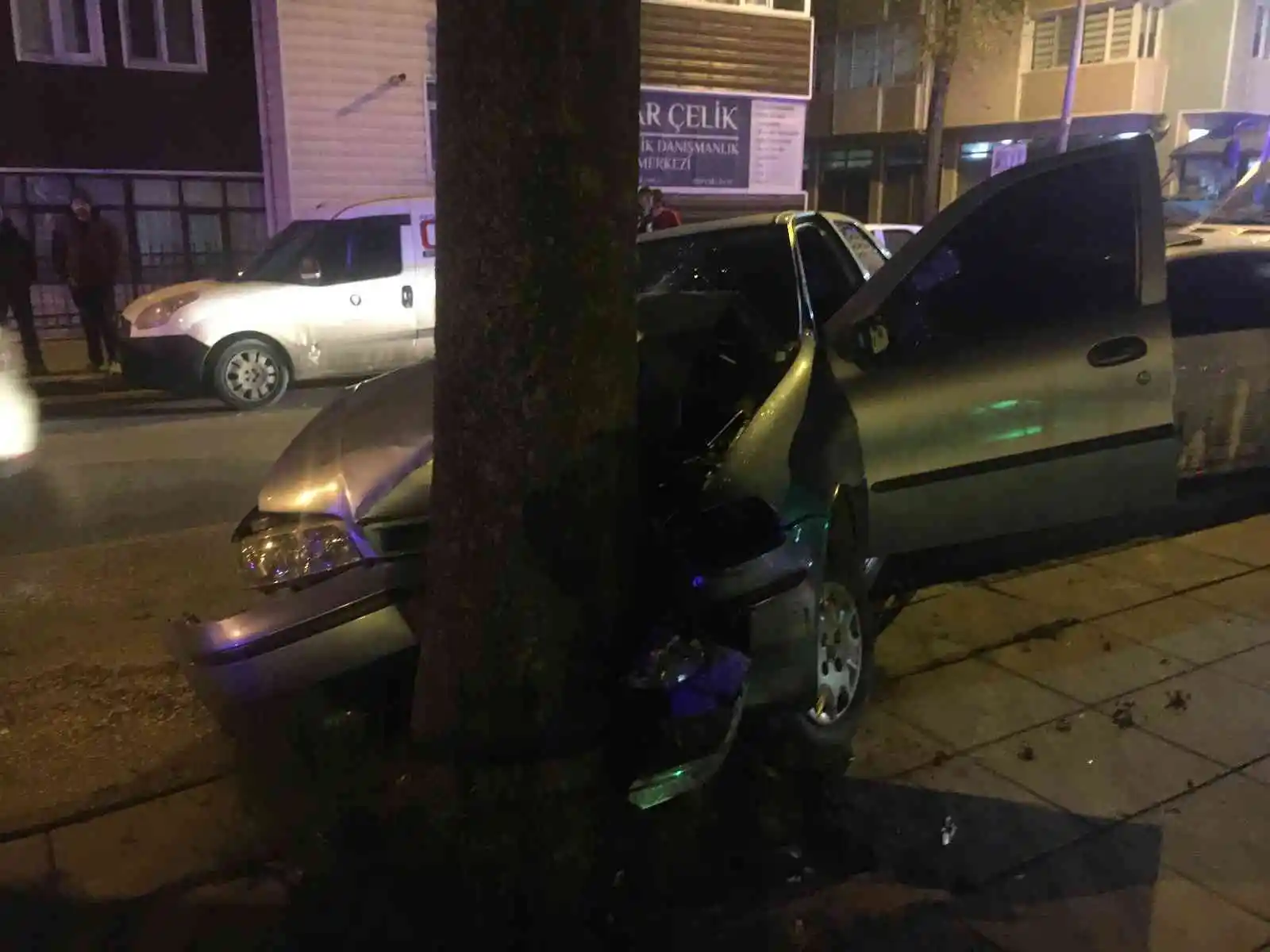 Yoldan çıkan otomobil ağaca çarptı: 3 yaralı
