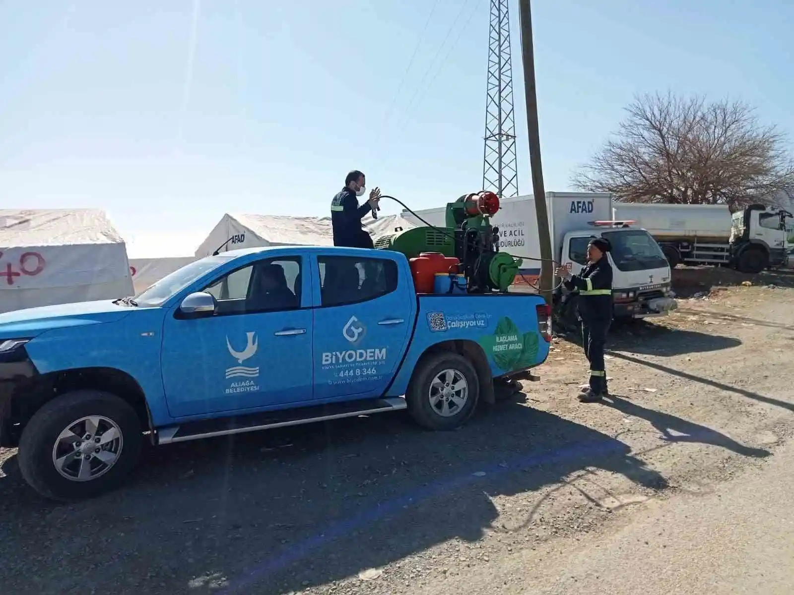 Aliağa Belediyesi, Hatay’da dezenfeksiyon çalışması yapıyor
