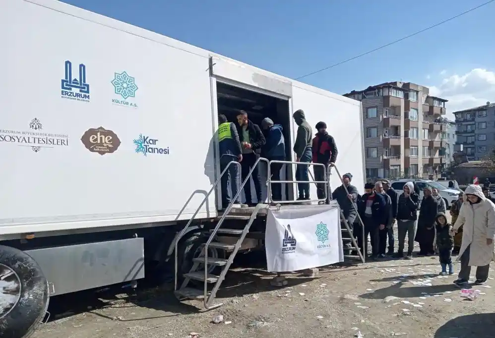 Erzurum felaket bölgesine adeta can simidi oldu
