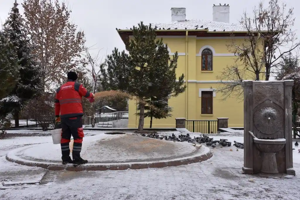 Kocasinan’dan Soğuk Havada Sokak Hayvanları İçin Yemleme Çalışması
