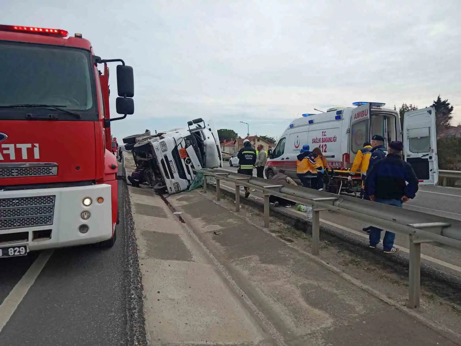 Tekirdağ’da doğalgaz yüklü tanker devrildi: 1 yaralı
